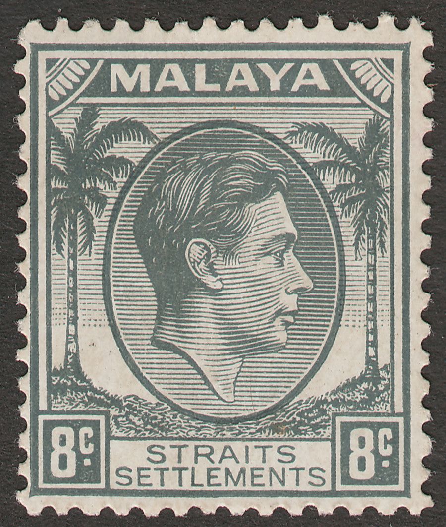 Malaya Straits Settlements 1938 KGVI 8c Grey Mint SG283