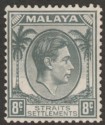 Malaya Straits Settlements 1938 KGVI 8c Grey Mint SG283