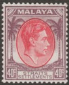 Click for more photos and details Malaya Straits Settlements 1937 KGVI 40c Scarlet and Dull Purple Mint SG288