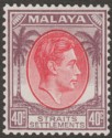 Malaya Straits Settlements 1937 KGVI 40c Scarlet and Dull Purple Mint SG288