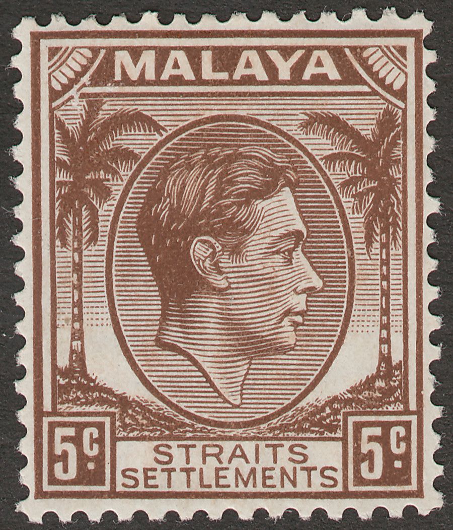 Malaya Straits Settlements 1939 KGVI 5c Brown Die II Mint SG297