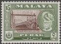 Click for more photos and details Malaya Perak 1957 $5 Brown and Bronze-Green p12½ Mint SG161