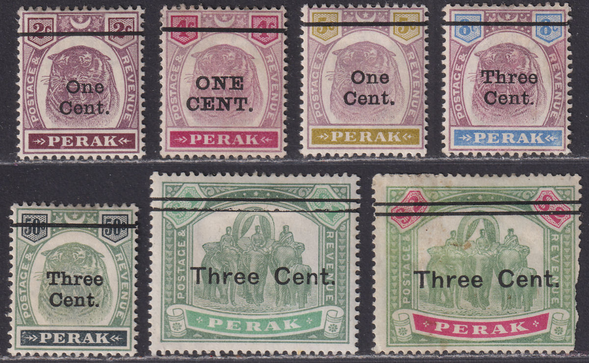 Malaya Perak 1900 Queen Victoria Surcharge Set Mostly Unused SG81-87 FAULTY