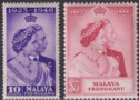 Malaya Trengganu 1948 KGVI Royal Silver Wedding 10c, $5 Mint SG61-62 cat £35