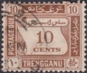 Malaya Trengganu 1937 Postage Due 10c Brown Used SG D3 cat £110
