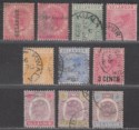 Malaya Selangor 1889-98 Queen Victoria Selection Used mostly Tigers