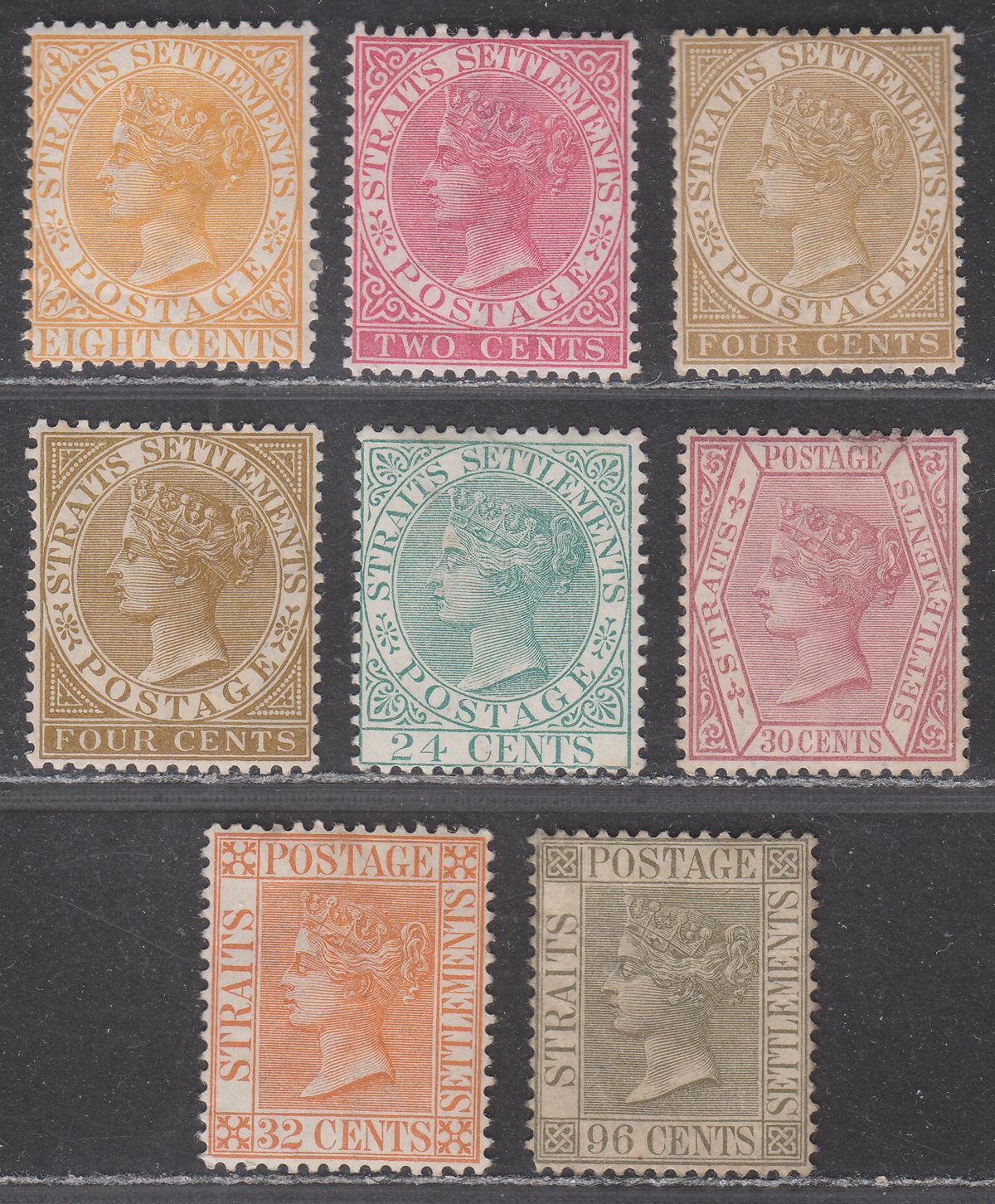 Malaya Straits Settlements 1882-91 QV wmk Crown CA Selection to 96c Mint mixed