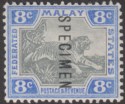 Federated Malay States 1901 Tiger SPECIMEN Overprint 8c Black + Ultra Mint SG19s