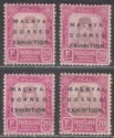 Malaya Trengganu 1922 20c Borneo Exhibition Opt Varieties Mint SG52b SG52d