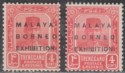 Malaya Trengganu 1922 4c Borneo Exhibition Opt Varieties Mint SG49b SG49c