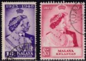 Malaya Kelantan 1948 KGVI Royal Silver Wedding 10c, $5 Used SG55-56 cat £50