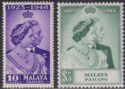 Malaya Pahang 1948 KGVI Royal Silver Wedding 10c, $5 Mint SG47-48 cat £28