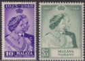 Malaya Pahang 1948 KGVI Royal Silver Wedding 10c, $5 Mint SG47-48 cat £28