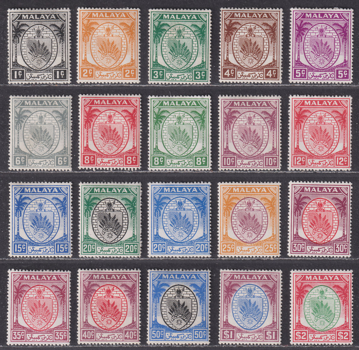 Malaya Negri Sembilan 1949-55 Arms Set to $2 Mint SG42-61