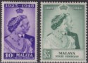 Malaya Negri Sembilan 1948 KGVI Royal Silver Wedding 10c, $5 Mint SG40-41 RSW