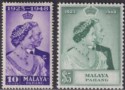 Malaya Pahang 1948 KGVI Royal Silver Wedding 10c, $5 Mint SG47-48 cat £28
