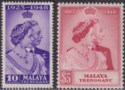 Malaya Trengganu 1948 KGVI Royal Silver Wedding 10c, $5 Mint SG61-62 cat £35