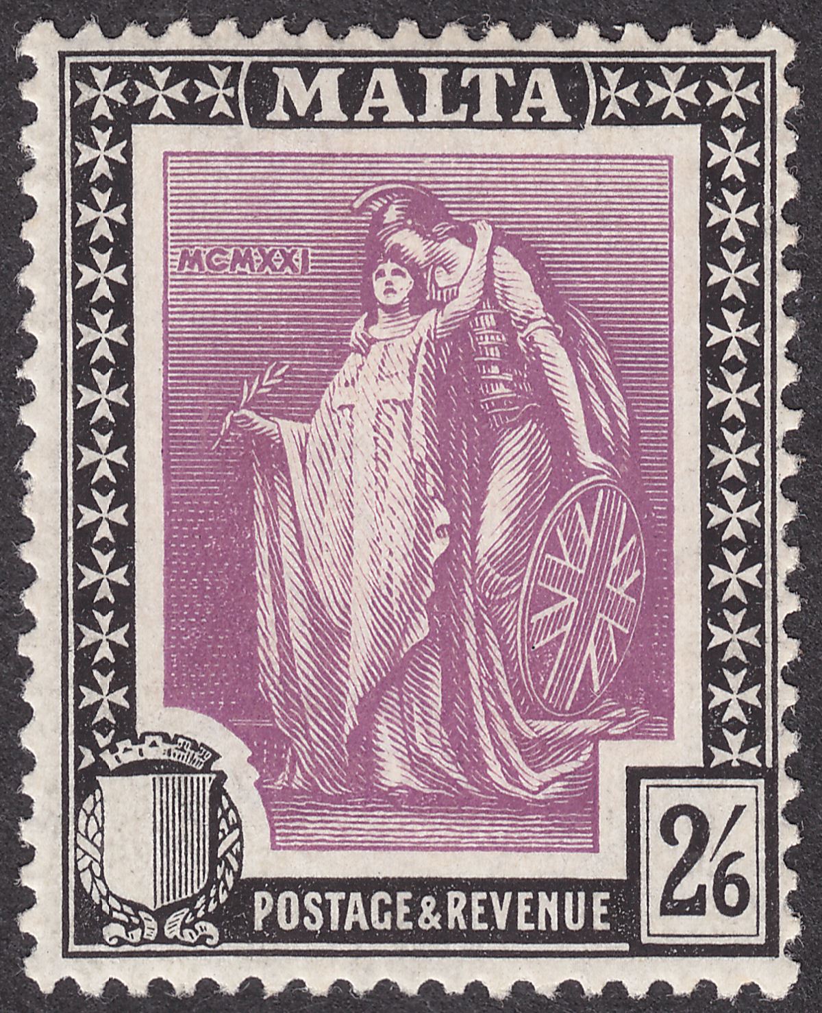 Malta 1922 KGV Figure 2sh6d Bright Magenta and Black Mint SG136 cat £13