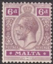 Click for more photos and details Malta 1922 KGV 6d Dull and Bright Purple Mint SG102 cat £35 perf faults