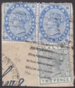 Click for more photos and details Malta 1885 Queen Victoria 2½d x2, 2d Used on Piece