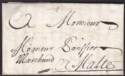 Click for more photos and details France 1702 Pre-Stamp Entire Marseille to Malta with Contents