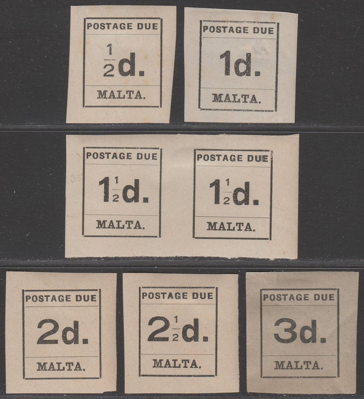 Malta 1925 KGV Postage Due Imperf Set to 3d Mint SG D1-D6 cat £35