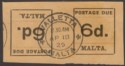 Click for more photos and details Malta 1925 KGV Postage Due 6d Tete-Beche Imperf Pair Used SG D8a cat £70