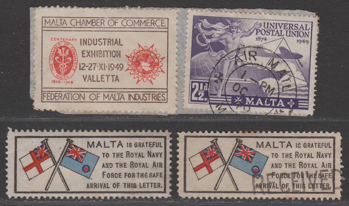 Malta Industrial Exhiibition / Royal Navy + Air Force Labels Mint / Used