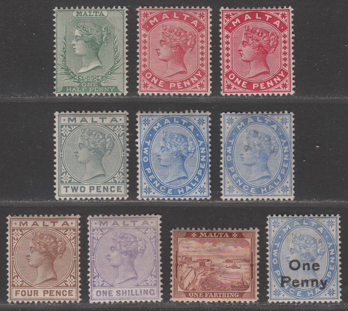 Malta 1885-1902 Queen Victoria Selection to 1sh Mint