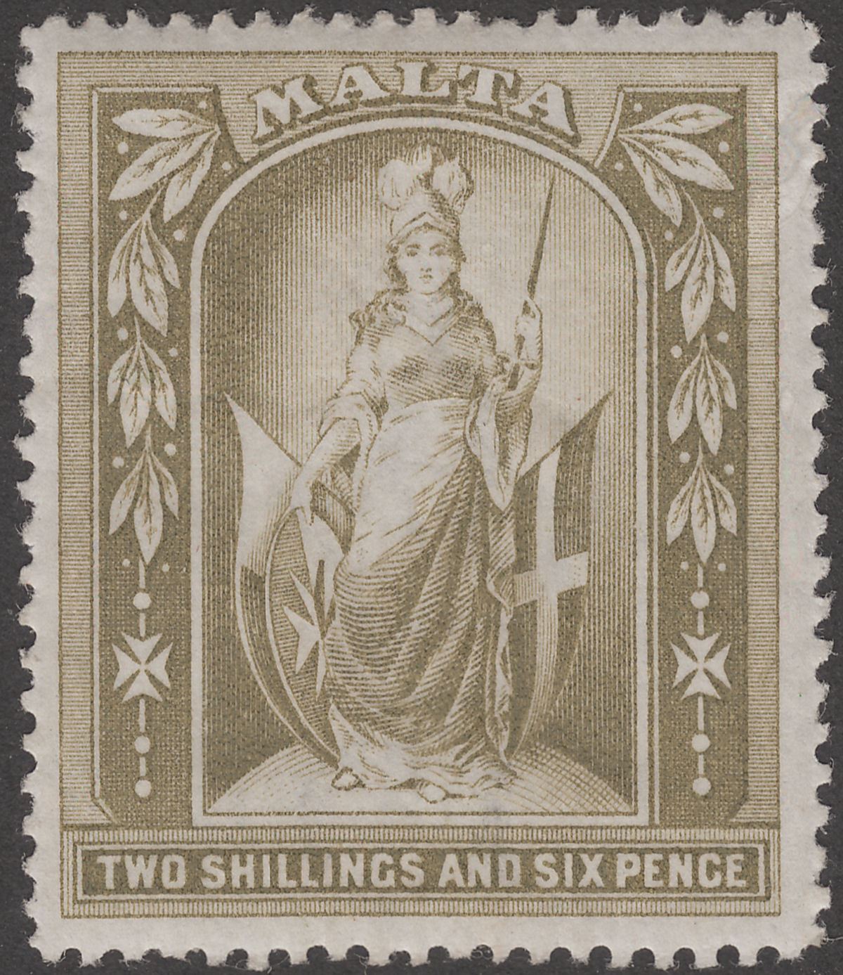 Malta 1899 Queen Victoria 2sh6d Olive-Grey Mint SG34 cat £45
