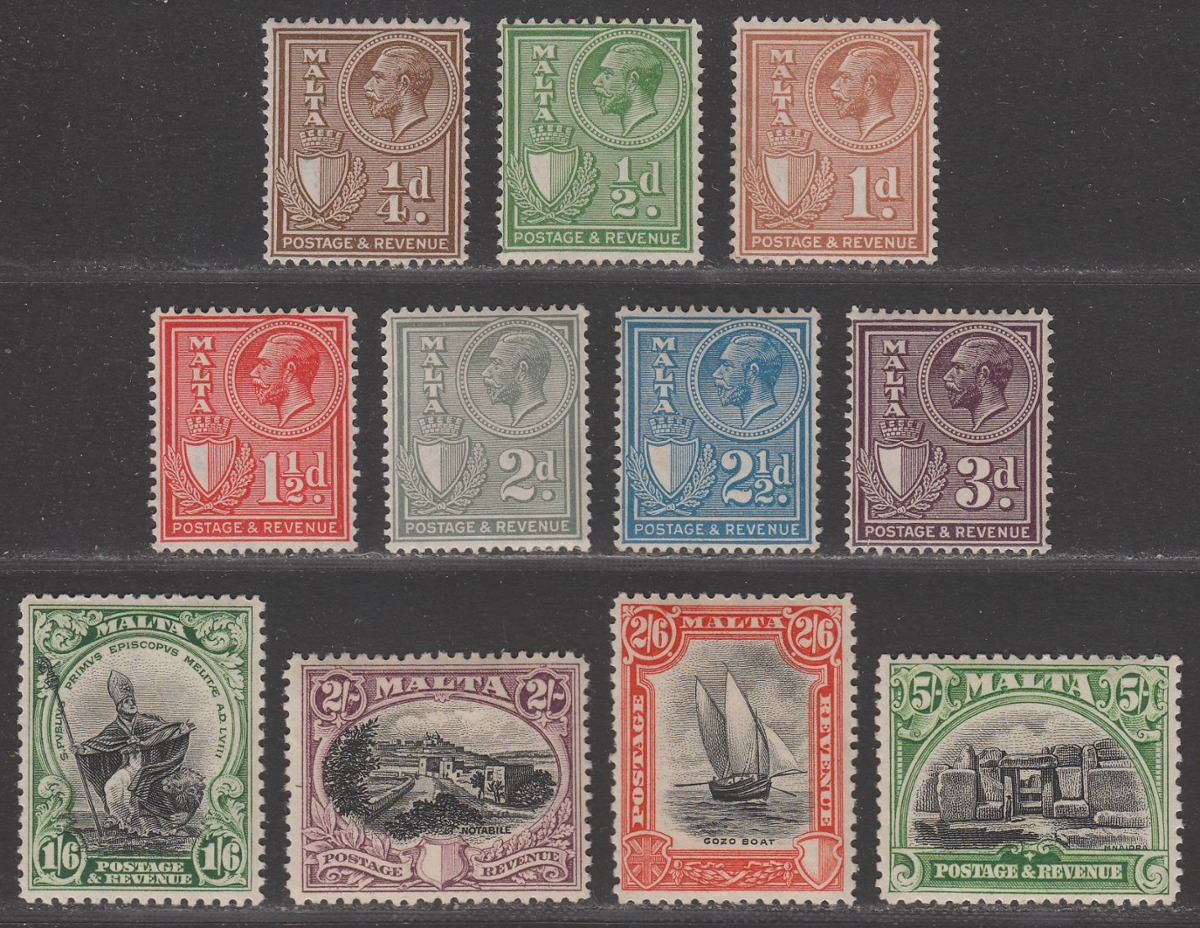 Malta 1930 KGV Postage and Revenue Part Set to 5sh Mint cat £100