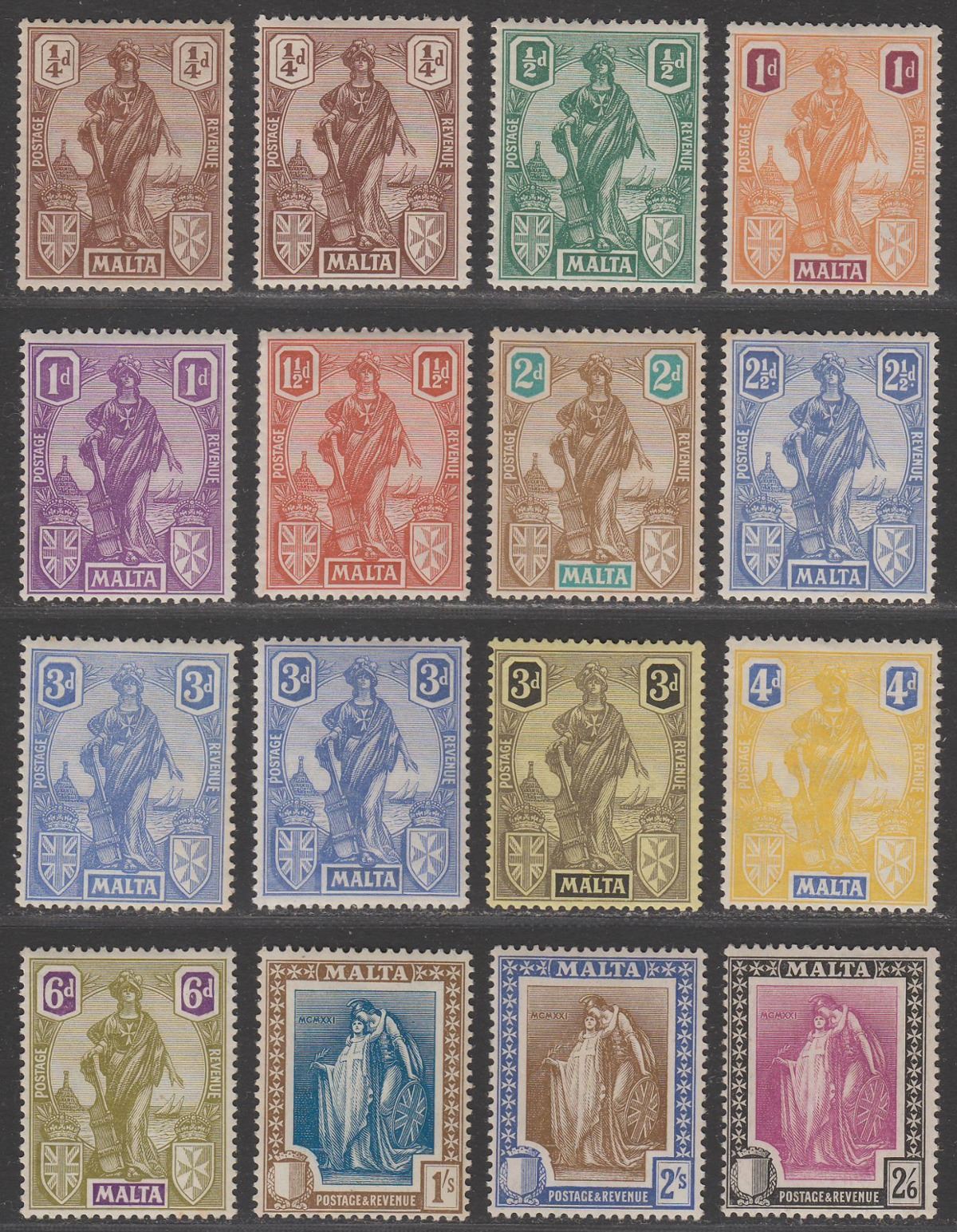 Malta 1922-26 King George V Figure Set to 2sh6d Mint SG123-136