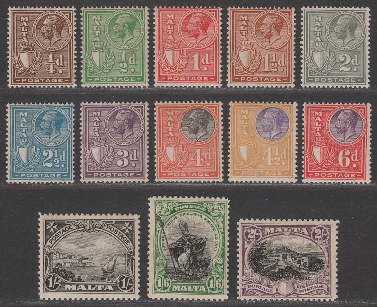 Malta 1926-27 King George V Postage Set to 2sh Mint SG157-168