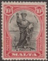 Click for more photos and details Malta 1927 KGV Postage 10sh Black and Carmine Mint SG172 cat £65 toned