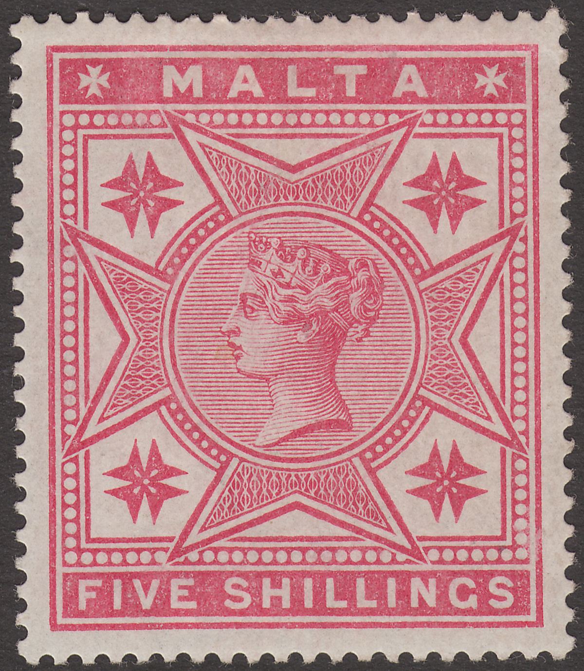 Malta 1886 Queen Victoria 5sh Rose Mint SG30 cat £110