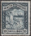 Click for more photos and details Malta 1899 QV Shipwreck St Paul 10sh Blue-Black Used SG35 cat £65 white marks