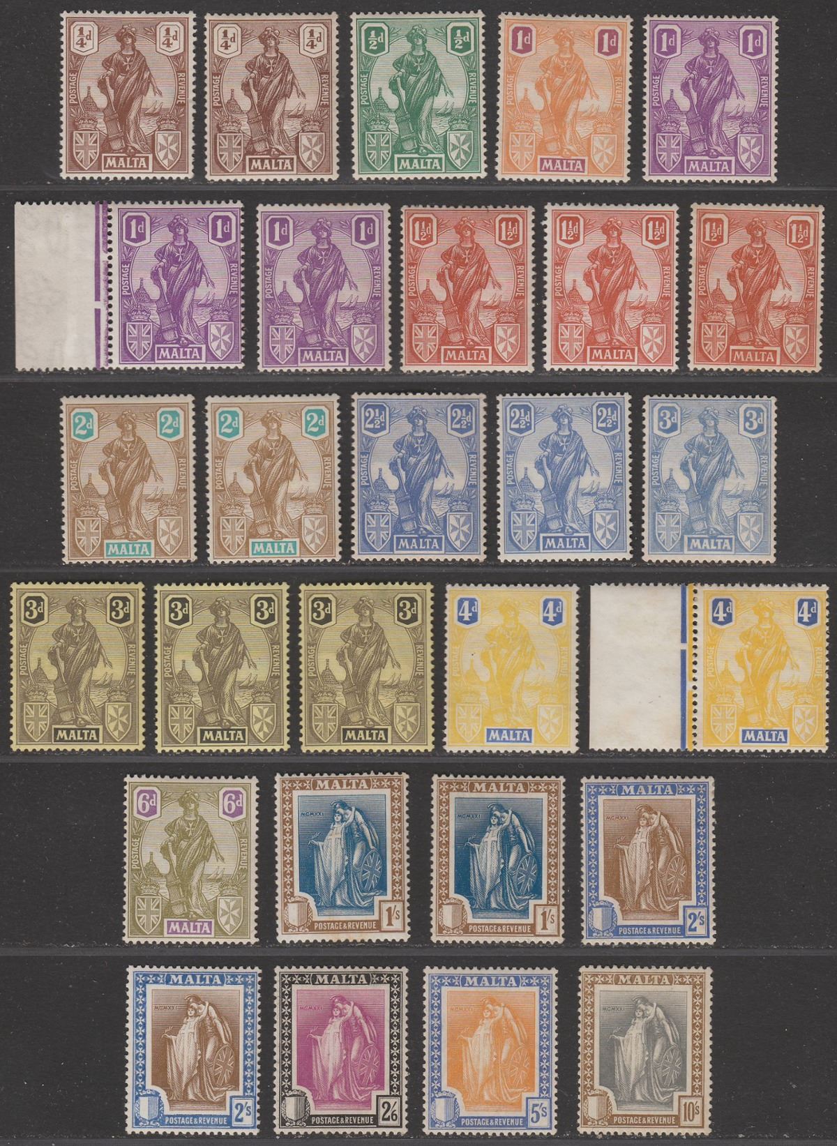 Malta 1922-26 King George V Figure Set to 10sh Mint SG123-138
