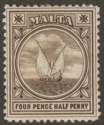 Malta 1899 QV Fishing Boat 4½d Sepia Mint SG32