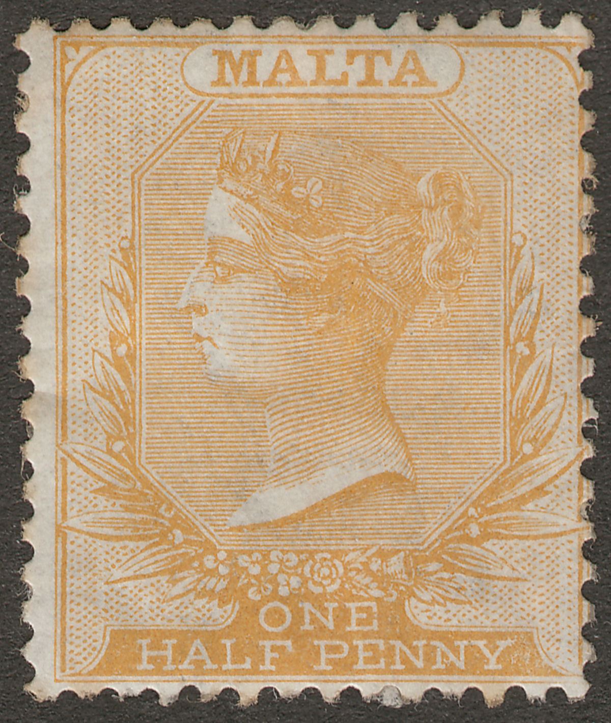 Malta 1863 Queen Victoria ½d Yellow-Buff? p14 Mint cat min £85