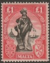 Click for more photos and details Malta 1922 KGV Figure £1 Black and Carmine-Red wmk Sideways Mint SG139 cat £150