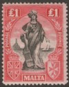 Click for more photos and details Malta 1922 KGV Figure £1 Black and Carmine-Red wmk Sideways Mint SG139 cat £150