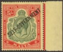 Click for more photos and details Malta 1922 KGV Self Government 5sh Green + Red wmk Multi Crown Mint SG113 cat£60