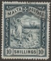 Click for more photos and details Malta 1899 QV Shipwreck St Paul 10sh Blue-Black Used SG35 cat £65