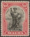 Click for more photos and details Malta 1926 KGV Postage 10sh Black and Carmine Mint SG172 cat £65