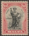 Click for more photos and details Malta 1930 KGV Postage and Revenue 10sh Black and Carmine Mint SG209 cat £110