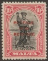 Click for more photos and details Malta 1928 KGV Postage and Revenue Opt 10sh Black and Carmine Mint SG192 cat £70
