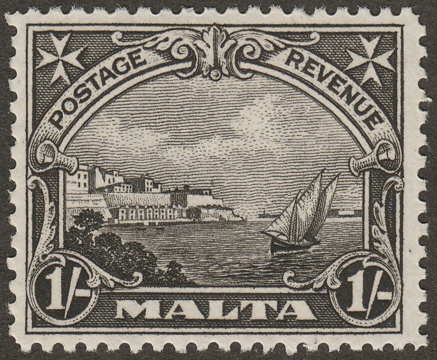 Malta 1930 KGV Postage and Revenue 1sh Black Mint SG203 British