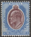 Malta 1904 KEVII 2½d Maroon and Blue wmk Multi CA Mint SG52