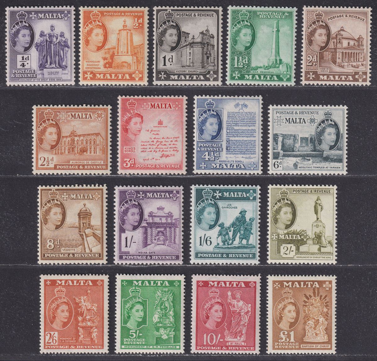 Malta 1956 Queen Elizabeth II Set Mint SG266-282 cat £140
