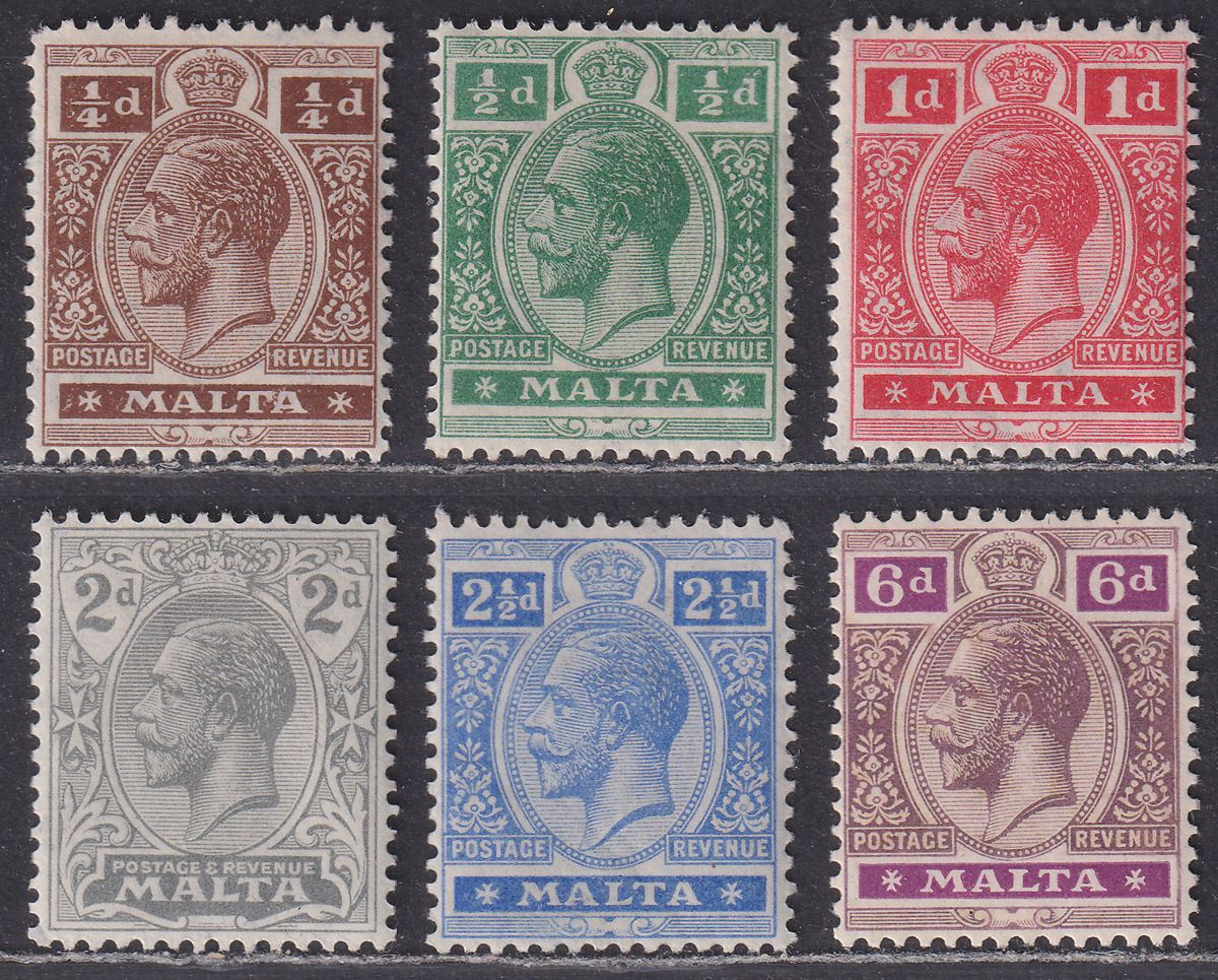 Malta 1921-22 King George V Set to 6d Mint SG97-102 cat £70